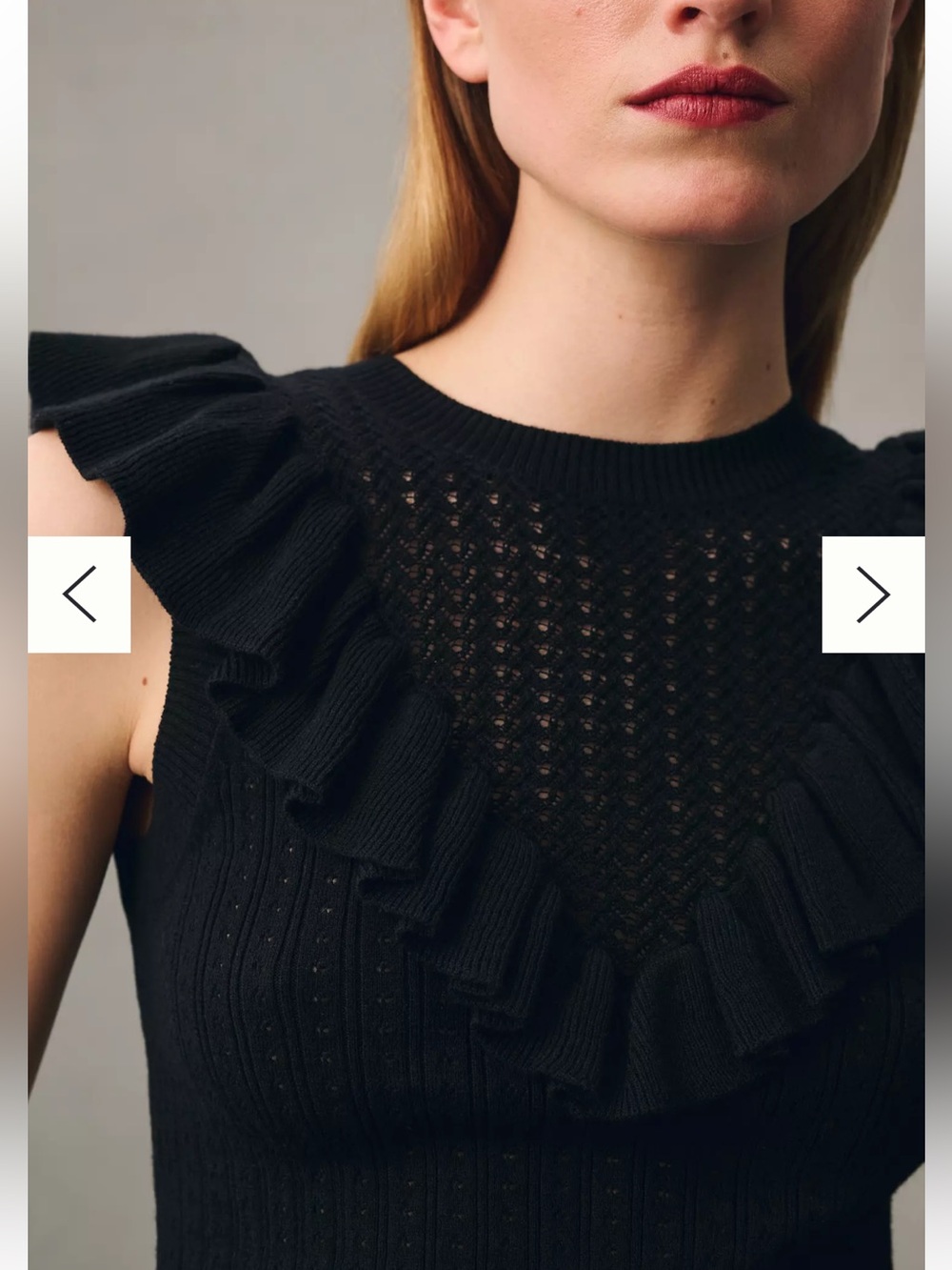 PAIGE Rosina Ruffled Pointelle Yoke Sweater Silk Organic Cotton Blend Ruffles
